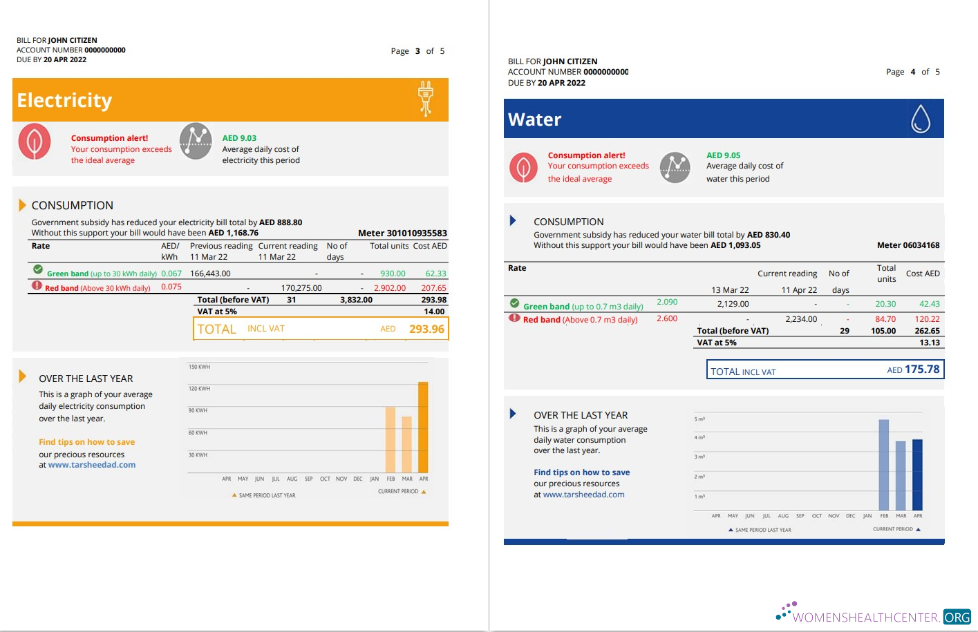 download UAE Fujairah Al Ain Distribution Co. Word and PDF utility bill template (5 pages) 3 4 PDF template